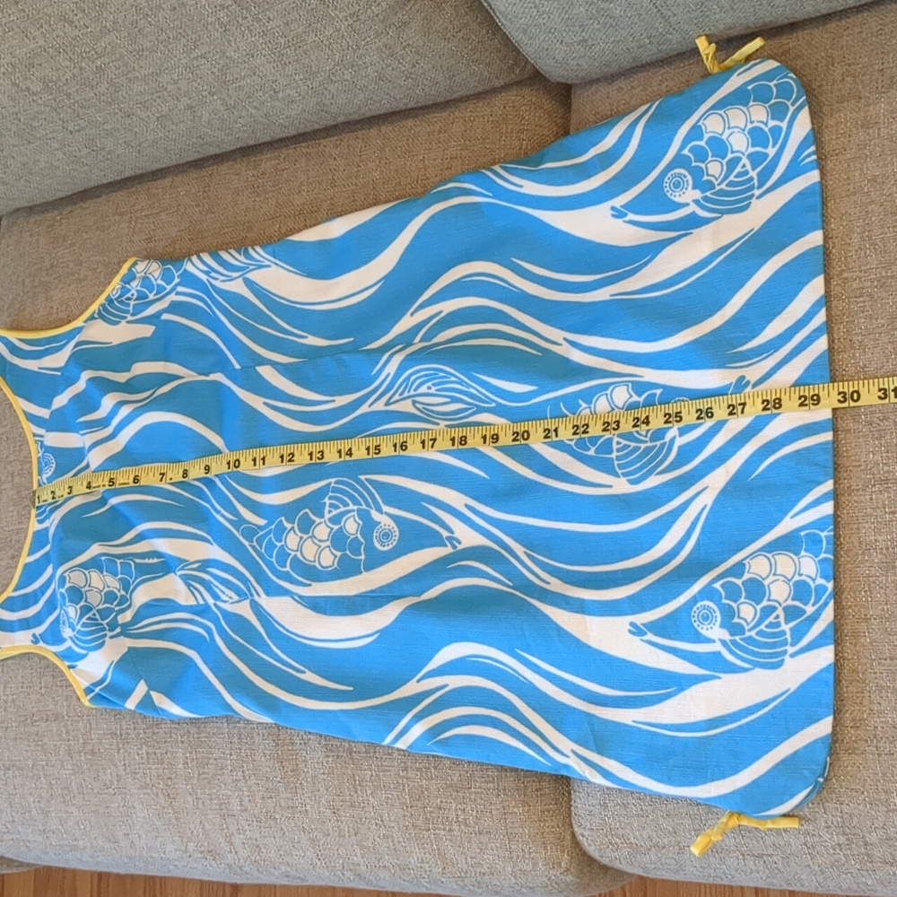Lilly Pulitzer Delia Shift Resort White, Blue & Yellow Joe Fish Dress size 4 - Picture 12 of 16